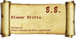Blaser Britta névjegykártya